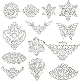 PH PandaHall 130pcs 13 Styles Filigree Connector Charms Links Platinum Corner Embellishments Protectors Hollow Filigree Flower Charm Resin Filler for Christmas Pendant Earring Bracelet Jewelry Making