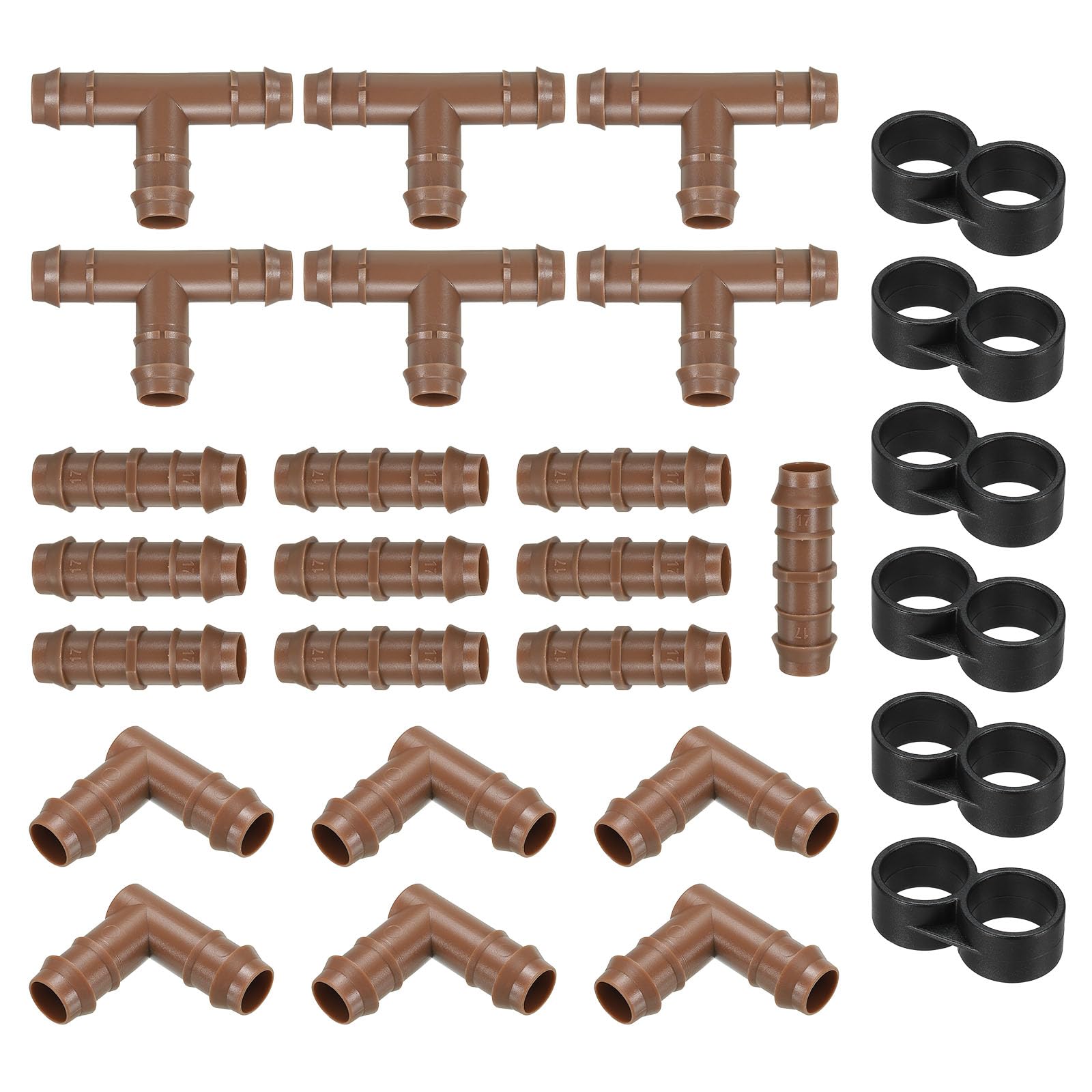 PATIKIL Drip Irrigation Fittings Kit, 28 Pcs Drip Irrigation Parts Set, Tees, Couplings, Elbows, End Caps, Drip Line Connectors for 1/2 Inch Tube