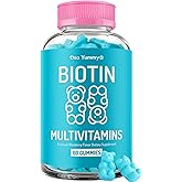 Vegan Hair Skin and Nails Gummies - Biotin Gummies w/Sugar, Bear Shaped Supplement w/ Biotin 5000mg + Vitamins A, C, D, E, B6