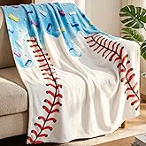HunnmingRe Baseball Room Decor, 50 x 40 Inch Ice Cream Drip Baseball Blankets Soft Flannel Throws Gifts Sports Blankets for Teen Boys Youth Team Season Rewards Birthday Party Favor(Blue)