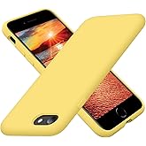 Cordking Designed for iPhone SE Case 2022/2020, Designed for iPhone 7 8 Case, Silicone Slim Shockproof Phone Case with [Soft Microfiber Lining], 4.7 inch, Yellow