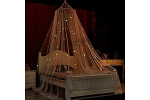 Ecoart Princess Canopy for Girls Boys Bed Play Tent for Kids Nursery Decoration Star Moon Glow in The Dark Mosquito Net