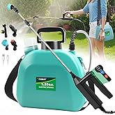 Battery Powered Sprayer 1.35 Gallon, 2025 Electric Garden Sprayer with 3 Adjustable Speeds, 4 Mist Nozzles, Rechargeable Handle, Retractable Wand with Adjustable Shoulder Strap for Weed Lawn(Green)