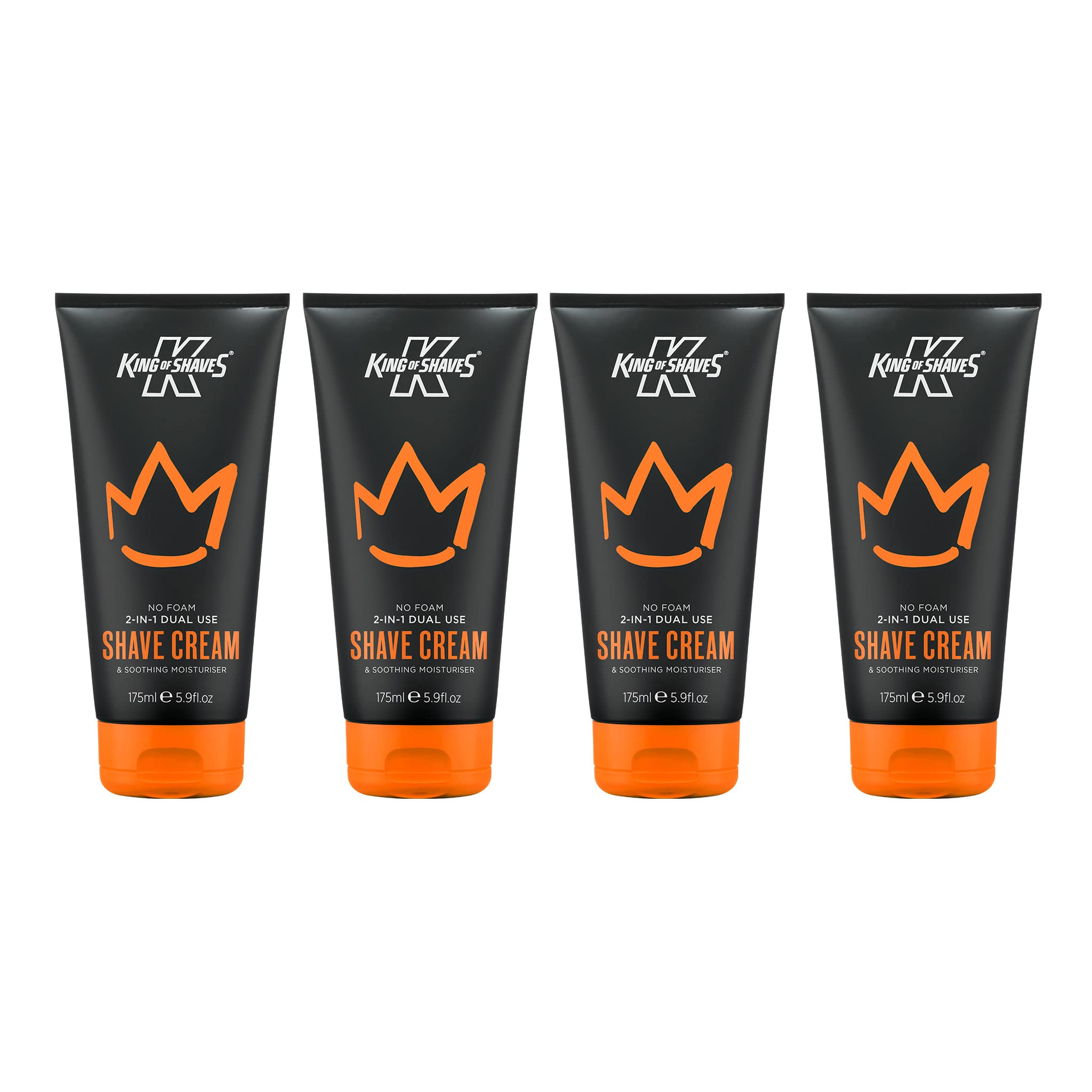 King of Shaves 2 in 1 No Foam Shaving Cream and Post Shave Moisturiser for Men 4x175ml