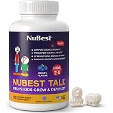 NuBest Tall Kids Growth Support Vitamins, Ages 2-9, 90 Chewable Tablets | Sugar-free multivitamin &amp; mineral chewable tablets for toddlers &amp; kids, Calcium, D3 &amp; K2, berry flavor, animal shapes