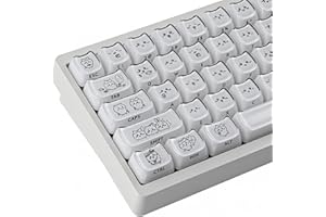 Crystal Jelly White Keycaps,119 Keys Cute Chiikawa Keycap, Side Printed Shine Through Keycaps Mao Profile Cat Shape Custom Ke