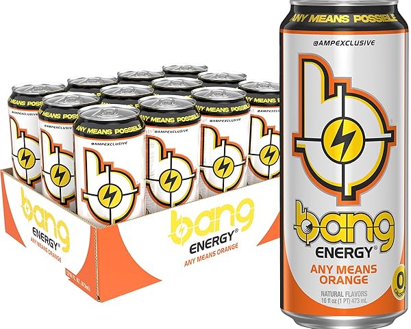 BANG ENERGY ANY MEANS ORANGE, SUGAR-FREE ENERGY DRINK,...