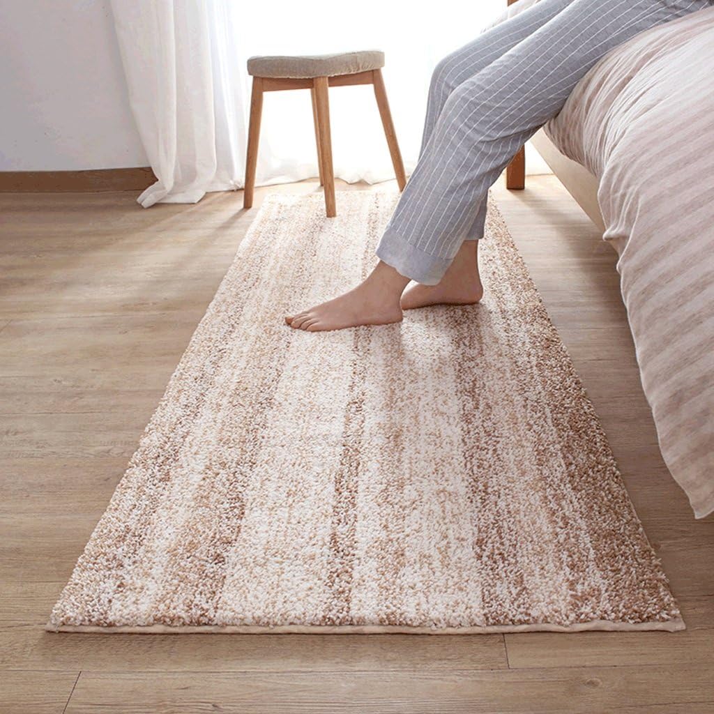MS234 Striped rugs, slippery absorbent bedside mats, living room bedroom rugs, children's play mats (Size : 80 * 200CM-CPFFEE)