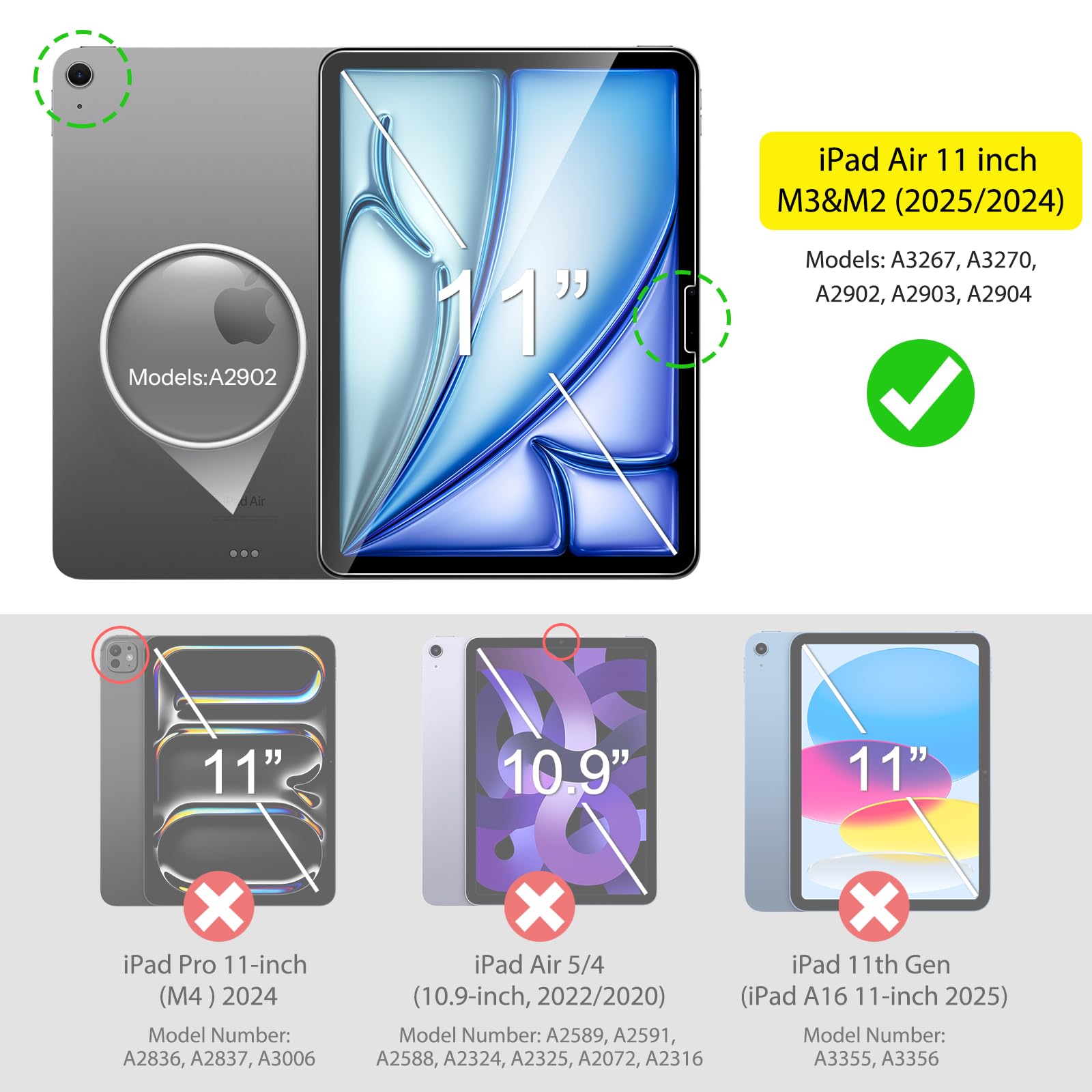 SPARIN Screen Protector for iPad Air 11 Inch M3/M2 (2025/2024, 7th/6th Generation), Auto-Alignment Frame, 9H Tempered Glass Film, Apple Pencil Compatible and Case Friendly, Ultra Clear [2 Pack]