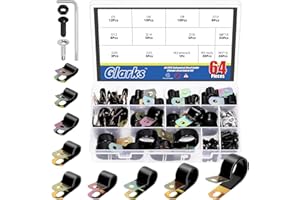 Glarks 160pcs 5/6/8/10/12/14/16/20/25mm Vinyl Coated Cable Clamps Set, Metal Wire Clamps, Cable Clamps, Rubber Cushioned Insu