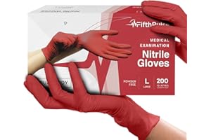 FIFTHPULSE Light Burgundy Nitrile Disposable Gloves - 200 Count - 3 Mil Nitrile Gloves Large - Powder and Latex Free Rubber Gloves - Surgical Medical Exam Gloves - Food Safe Cooking Gloves