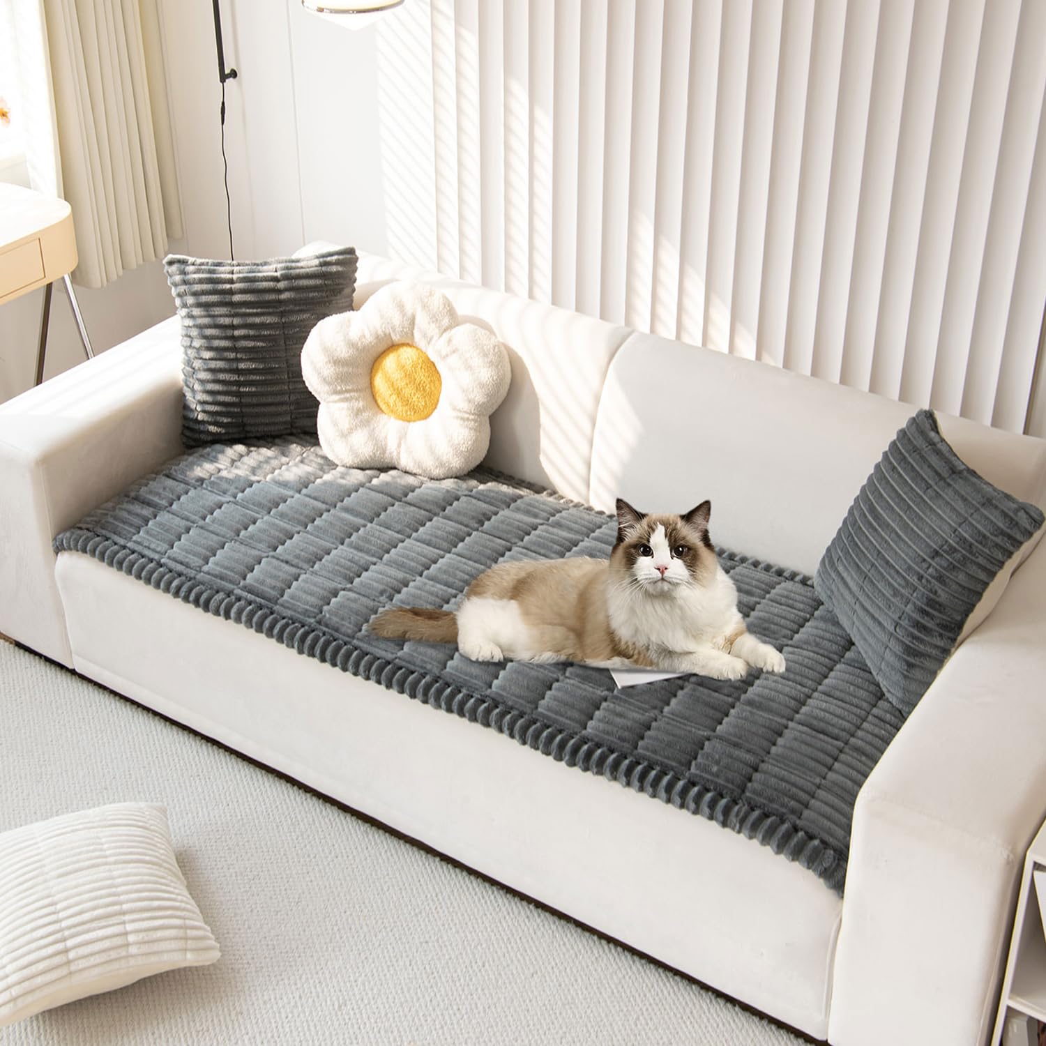 Photo 1 of OTOB Couch Cover for Dogs Washable, Non Slip Plush Sofa Covers for 3 Cushion Couch, Fuzzy Pet Friendly Mat Bed Furniture Protector Sofa Slipcover, All Seasons (Dark Gray, 27.6" x 70.9")