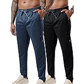 Liberty Pro 2 Pack: Men’s Joggers for Shorter Men - 29" Inseam Sweatpants with Zip Pockets, Regular Fit Tapered Workout Pants
