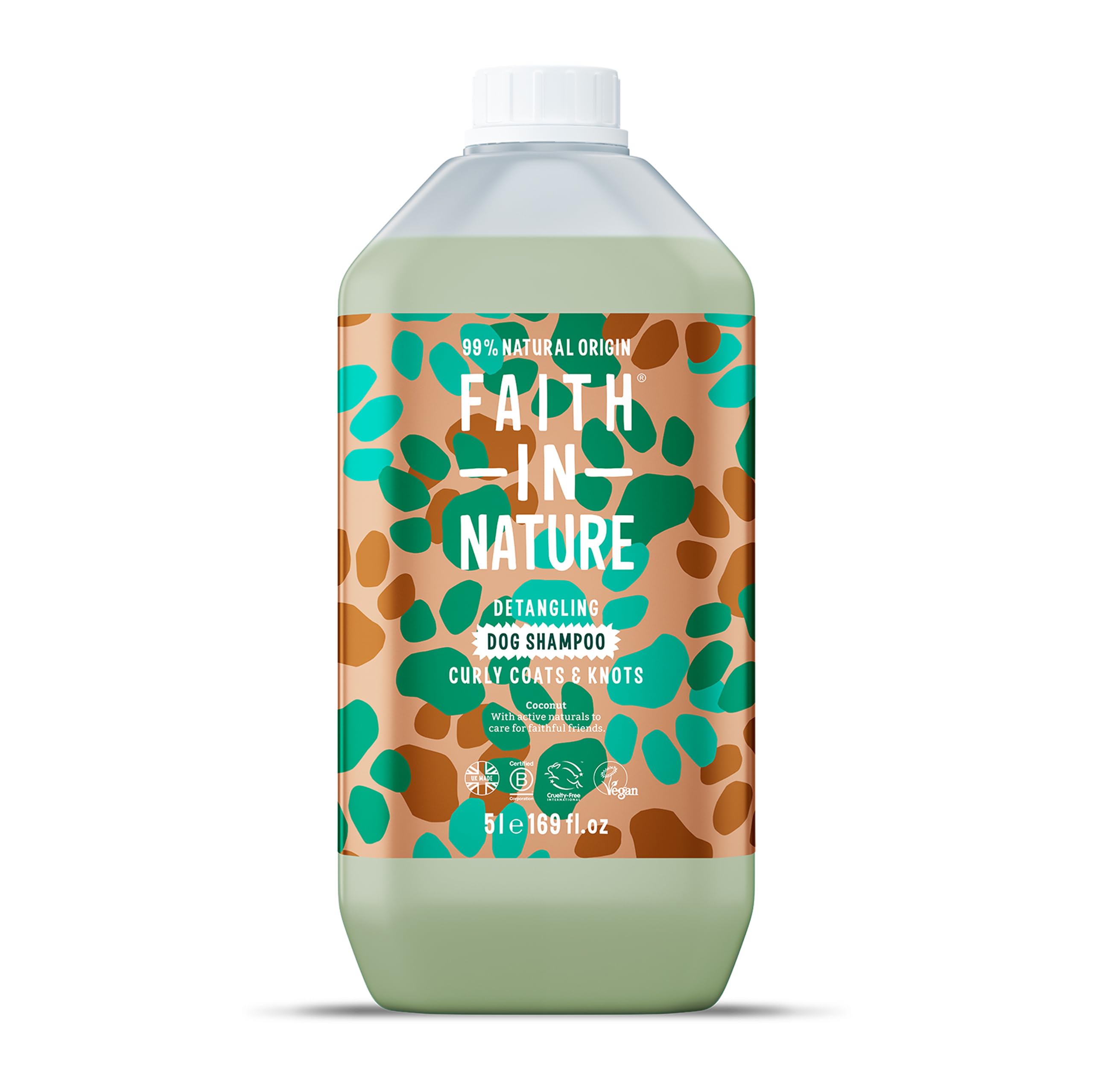 Faith In Nature Natural Coconut Dog Shampoo, Vegan & Cruelty Free,No SLS,Silicones or Parabens, Detangling, For Curly Coats, 5L Refill Pack