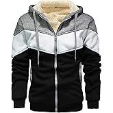 AIELVIN Men's Winter Fleece Thermal Jackets for Men Sherpa Lined Hoodies Warm Thick Jacket Outerwear