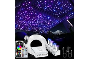 MAODANER Split 4 Colors 12W Car Starlight Headliner Kit 1000pcs*0.02in*9.8ft with APP&RF Remote,RGBW Fiber Optic Strands Star Roof Lights,4 Port Engine Sound Activated Star Ceiling Lights for Car/Home Decor