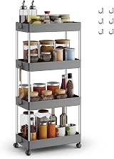 SONGMICS 4-Tier Storage Trolley with Wheels Dove Grey KSC010G01 86 cm