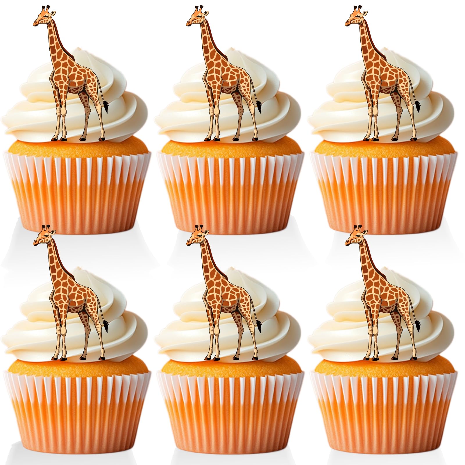 Photo 1 of 18 PCS Giraffe Cupcake Toppers for Boys Girls Baby Shower Wildlife Jungle Safari Animal Print Giraffe Cake Picks Decor Giraffe Birthday Party Decorations Supplies