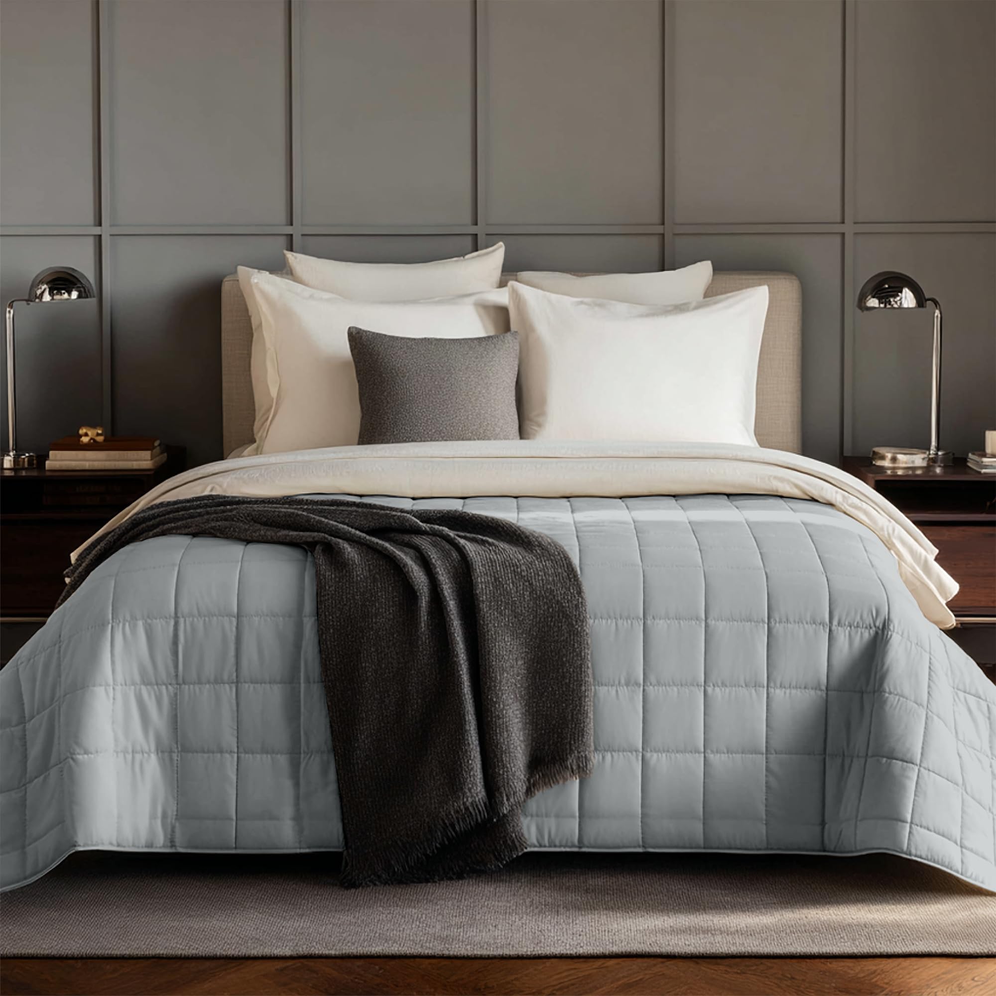 Photo 1 of HomeSmart Weighted Blanket King Size 50lbs, The Heaviest Weighted Blanket, Fits Standard and California King Beds, Grey, 104x92