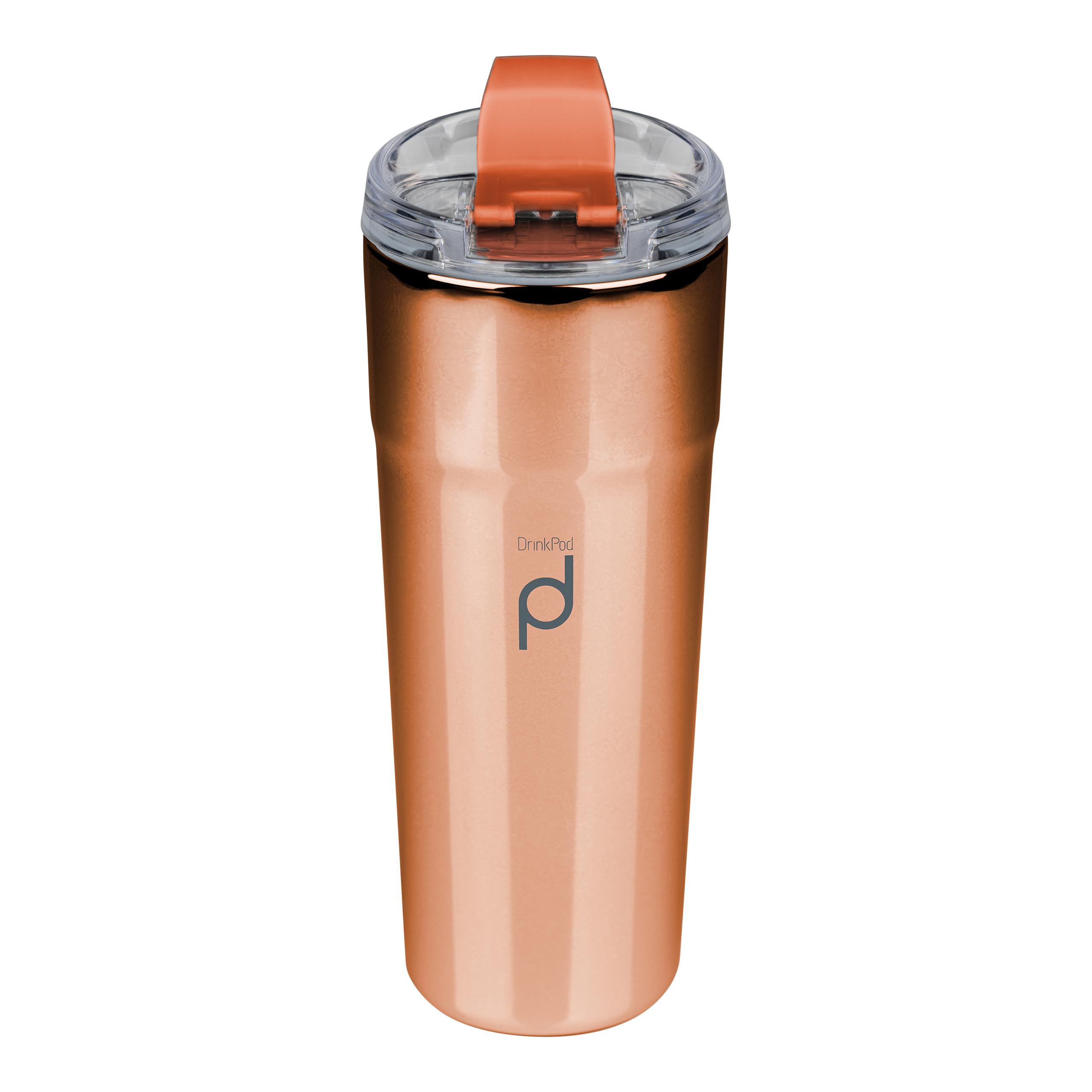 Drink Pod Metallic Range 450ml Coffee Flask, Copper, Stainless Steel Double Wall Insulated Travel Cup