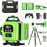 16 Line Laser Level 360 Self Leveling, 4x360°Professional 4D Green Cross Line laser Level with 2 Batteries,for Construction and Picture Hanging, Horizontal Line leveler Tool (Green)
