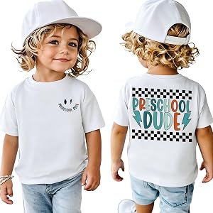 KEKEMI First Day of School Shirt for Toddler Boys Preschool Dude T-Shirt Kids Back to School Outfit Cute Pre-k Tees Tops 3-4T
