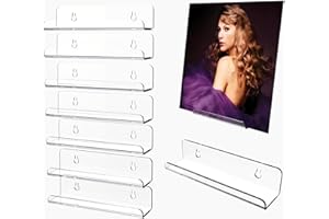 WPESI Vinyl Record Shelf Wall Mount 8Pack,7 Inch Acrylic Record Shelf,Record Wall Display, Vinyl Record Holder CD Rack,8 Pack(Clear)