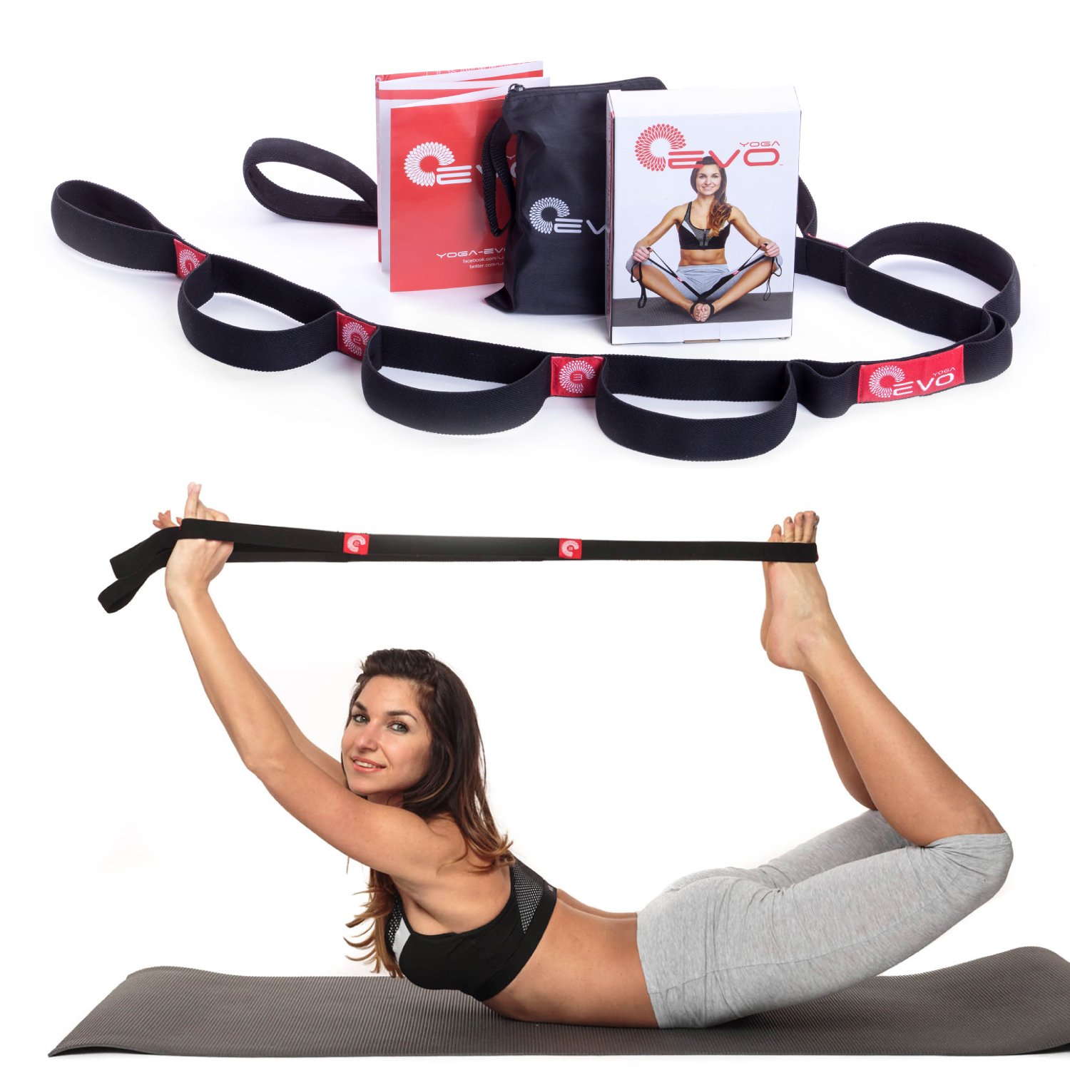 Yoga EVO Elastic Stretching Strap with Loops eBook, Video Exercises