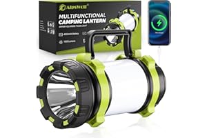 AlpsWolf Rechargeable Flashlight, 6 Modes Camping Flashlight LED Camping Lantern for Power Outage, Flashlight for Home, Emergency, Green