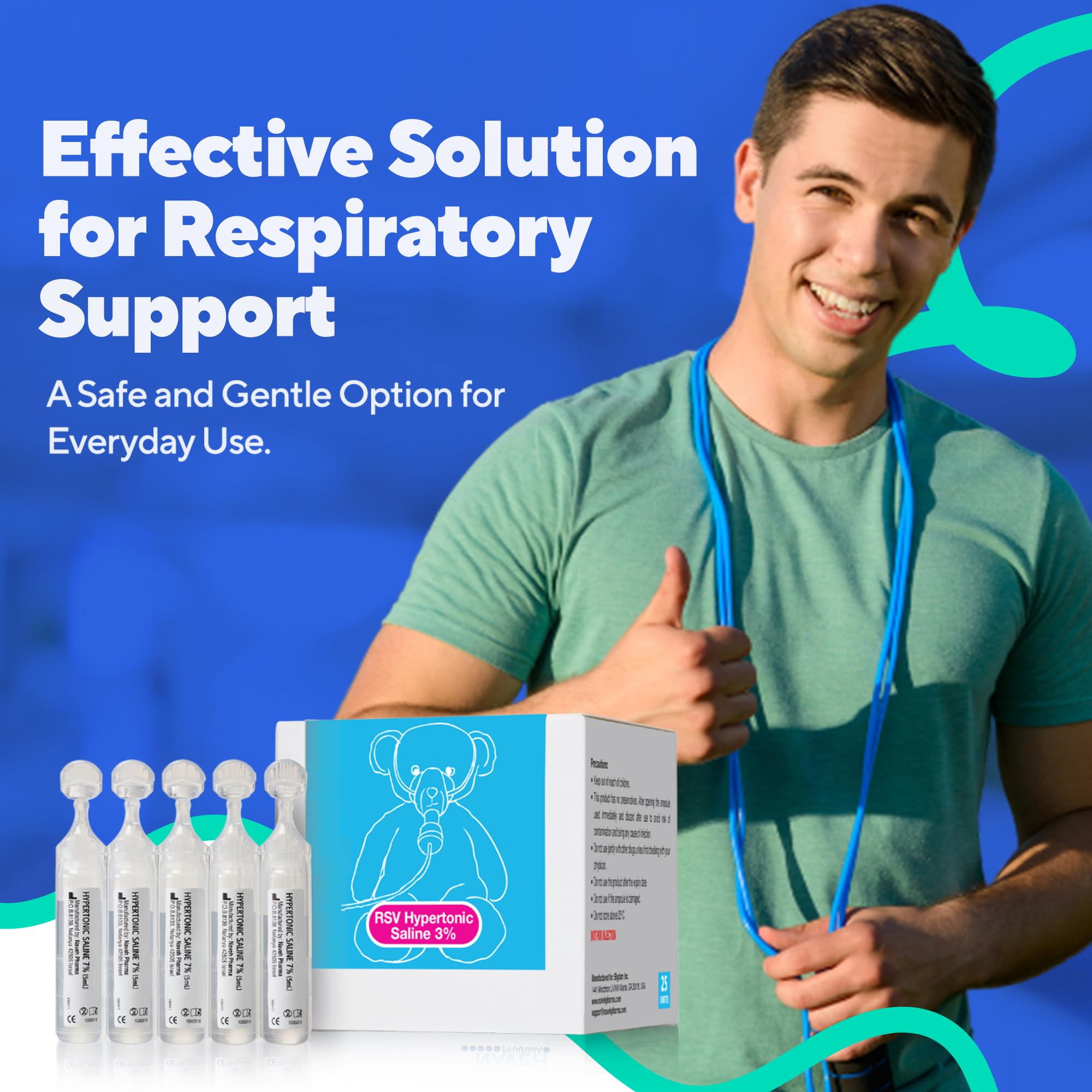 NAVEH PHARMA Saline Solution 3% 5ml Each, 25 per Box Can be used for Nasal Mosturizing and other Uses.