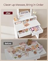VASAGLE Dressing Table with LED Lights, 2 Drawers, Mirror, Cloud White view 5
