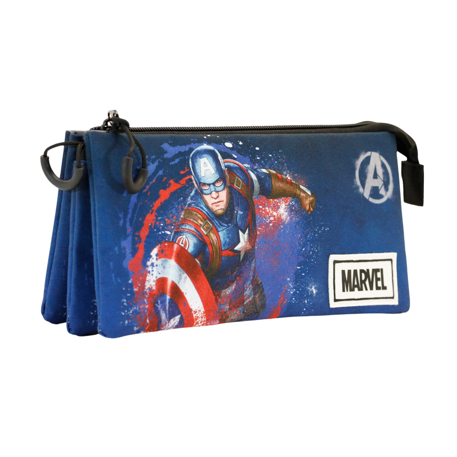 Marvel Captain America Full-FAN Triple Pencil Case, Blue, 23 x 11 cm