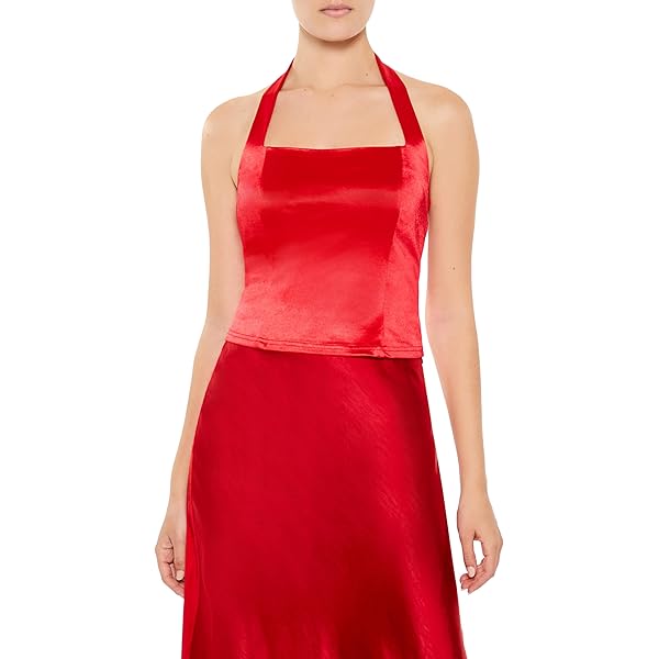 Forever 21 Women's Satin Halter Crop Top Red at Amazon Women's Clothing  store
