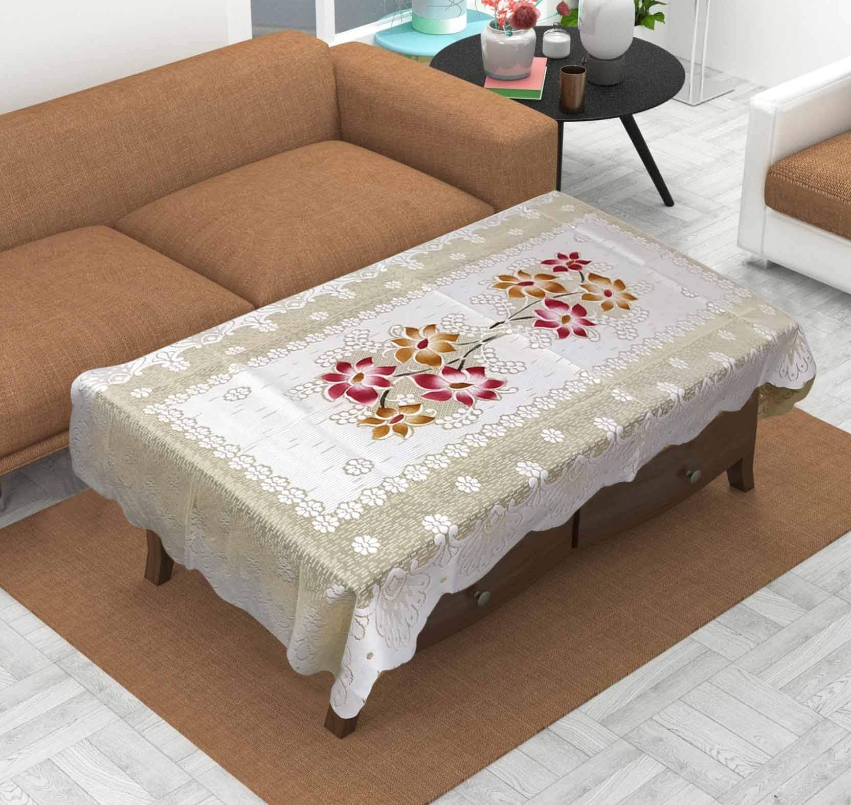 OrientalWeavers Net Fabric Table Cover 4 Seater for Kitchen Dining Tabletop Linen Decor 40 x 60 Inch Rectangle Beige Color