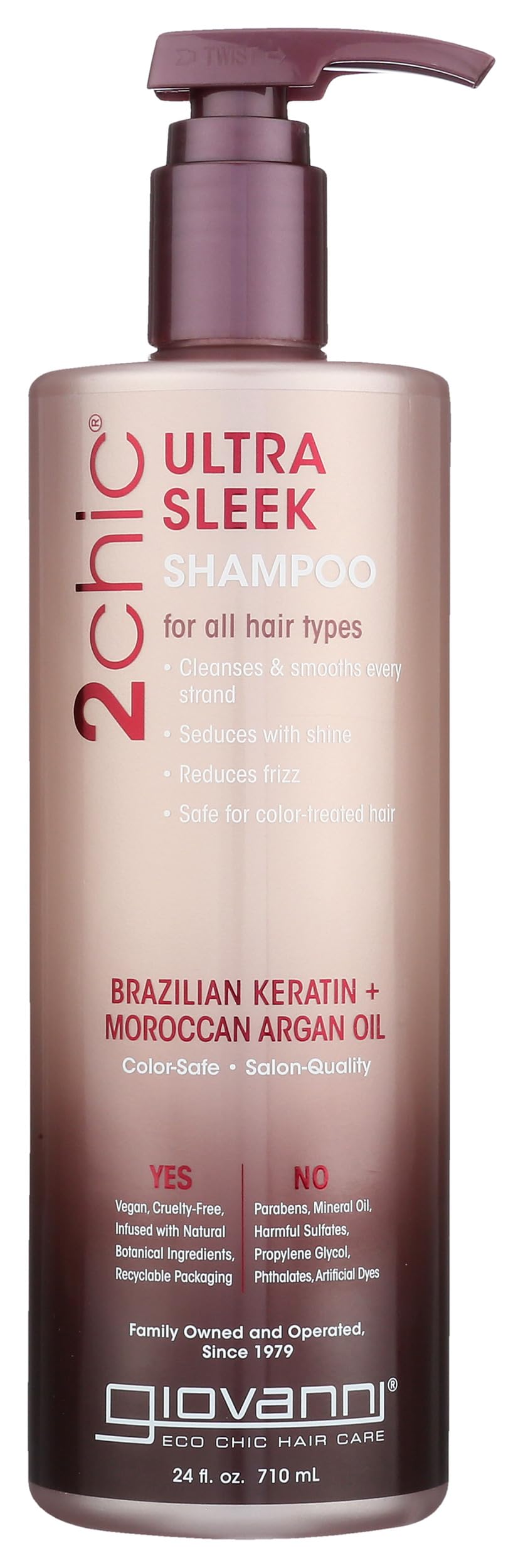 Giovanni 2Chic Brazilian Keratin and Argan Oil Ultra-Sleek Shampoo, 24 oz.