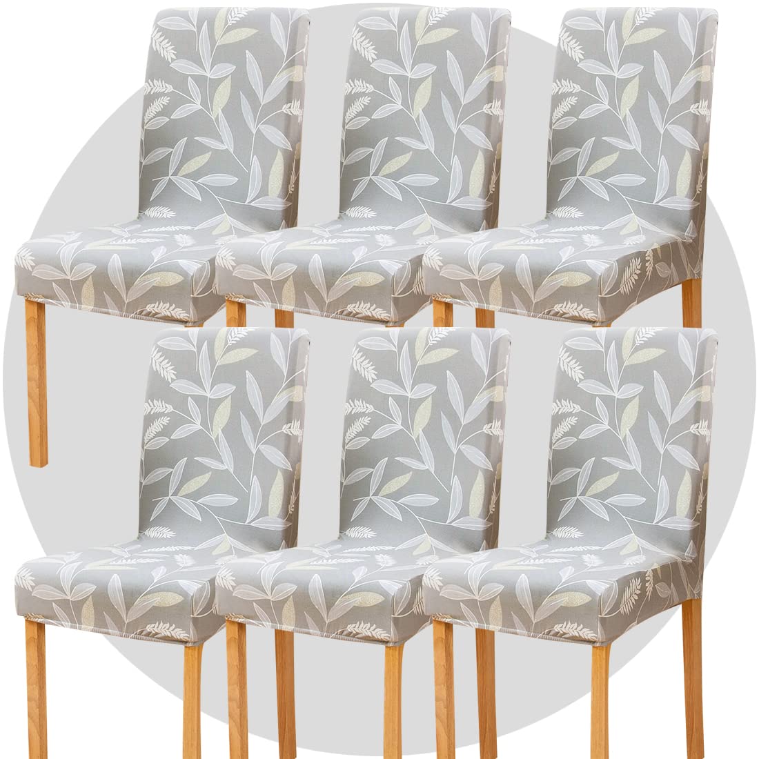 TOMMO Dining Room Chair Covers Set of 6, Stretch Removable Washable Spandex Dining Chair Slipcovers Protectors, Kitchen Chair Covers for Dining Room Party Hotel Ceremony Banquet(Summer bamboo leaves)