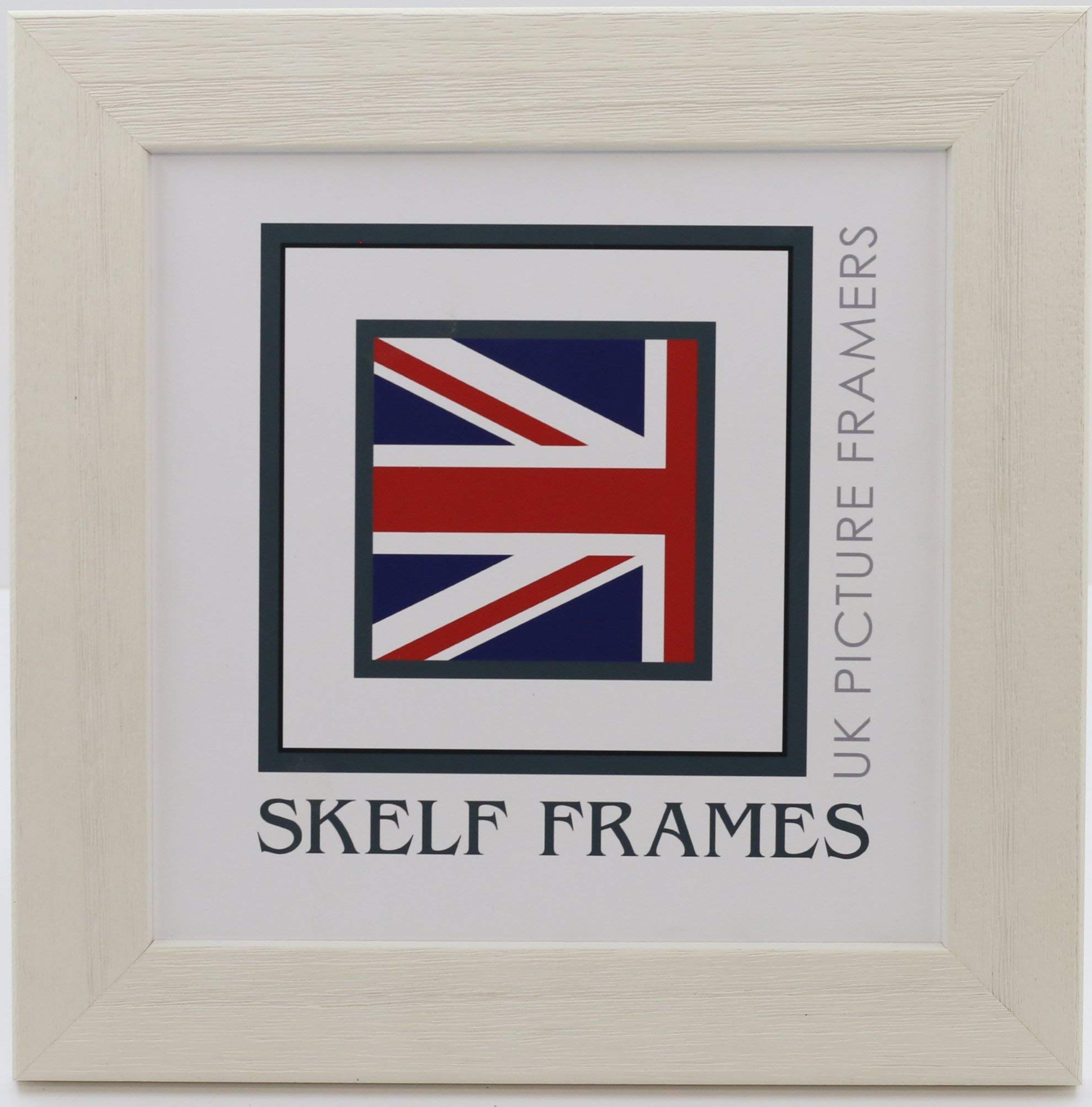 Skelf Frames 12 x 12 Inches Square Picture Photo Frame in Wide White Driftwood Effect with Glass Hand made in Yorkshire (Multiple Sizes and Colours)