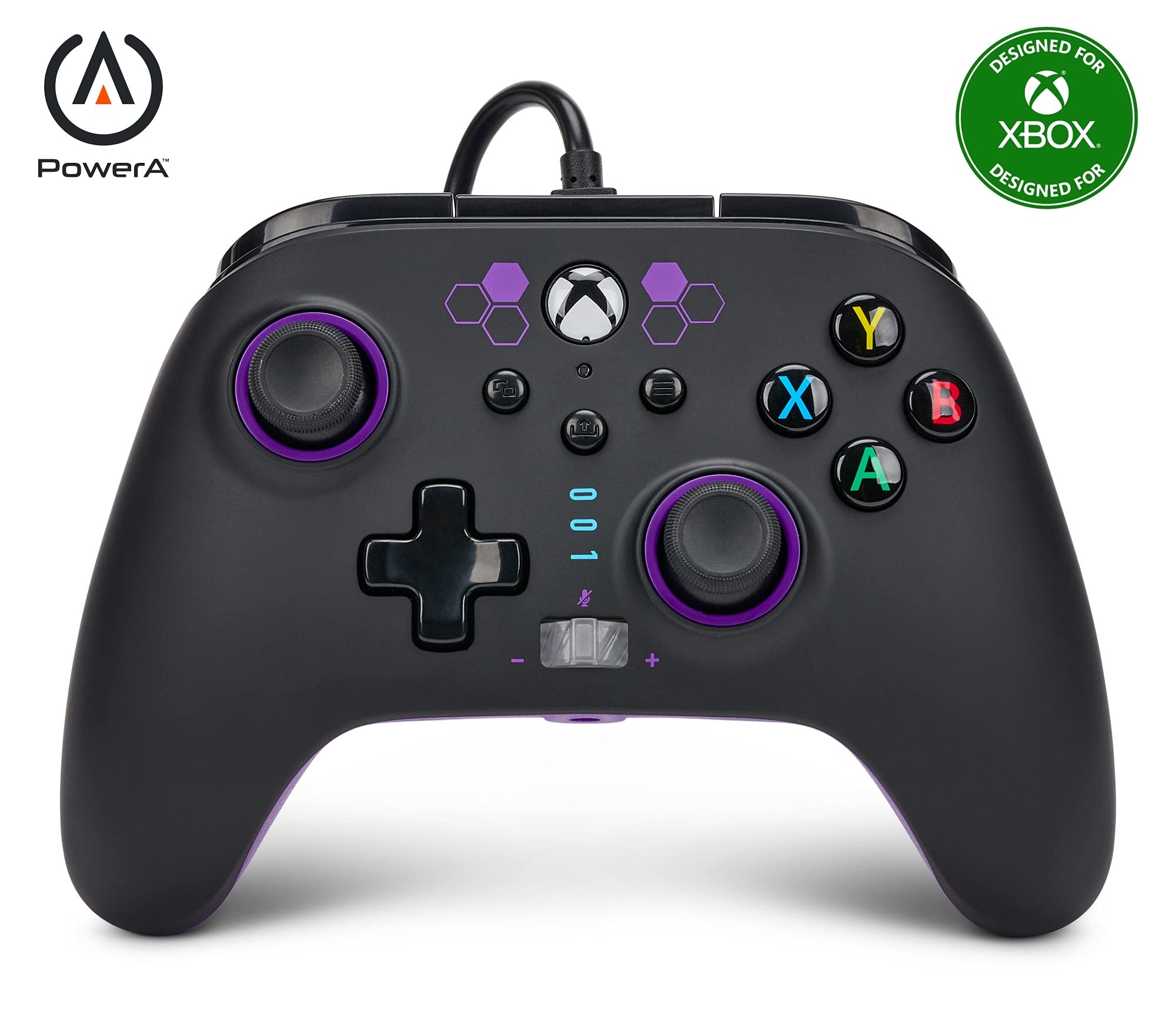 PowerA Enhanced Wired Controller for Xbox Series X|S - Purple Hex, gamepad, wired video game controller, gaming controller, works with Xbox One, Officially Licensed for Xbox
