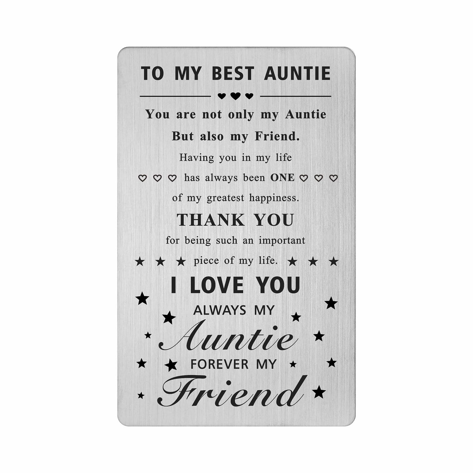 FALOGI Auntie Gifts for Women, Best Auntie Card from Nephew Niece, I Love My Auntie Presents