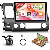 8 Core 6G 128G Android Car Stereo for Honda Civic 2006-2011 Wireless Carplay Android Auto, 10.1’’ Touchscreen Car Radio with 