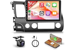 8 Core 6G 128G Android Car Stereo for Honda Civic 2006-2011 Wireless Carplay Android Auto, 10.1’’ Touchscreen Car Radio with 