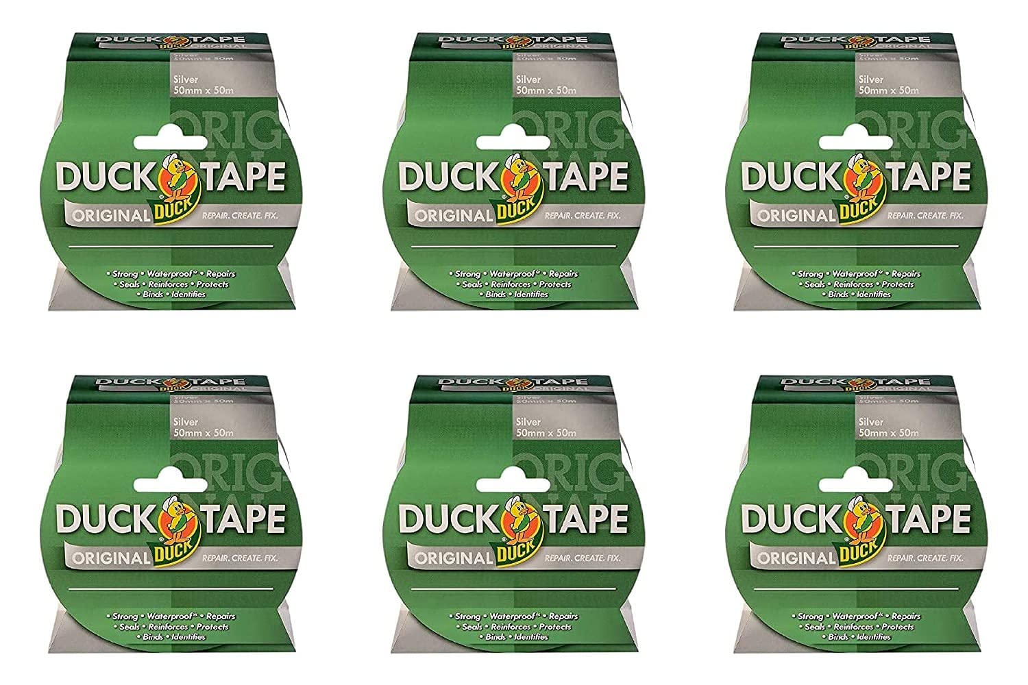 Duck Tape Original Silver, 50mm x 50m, Pack of 6