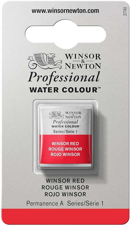 Winsor & Newton Professional Water Colour Paint, Half Pan, Winsor Red