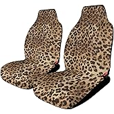 CZLBTFTP Brown Leopard Print Car Seat Covers for Women Men, Universal Auto Front Seats Protector Fits for Car Truck Sedan SUV