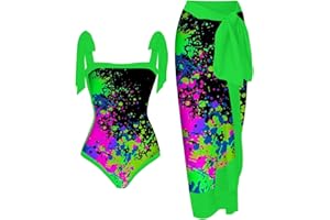 1 Piece Bathing Suits for Women with Bikini Maxi Wrap Skirts Beach Sarong 2 Piece Floral Print Swimsuit Tankini Sets