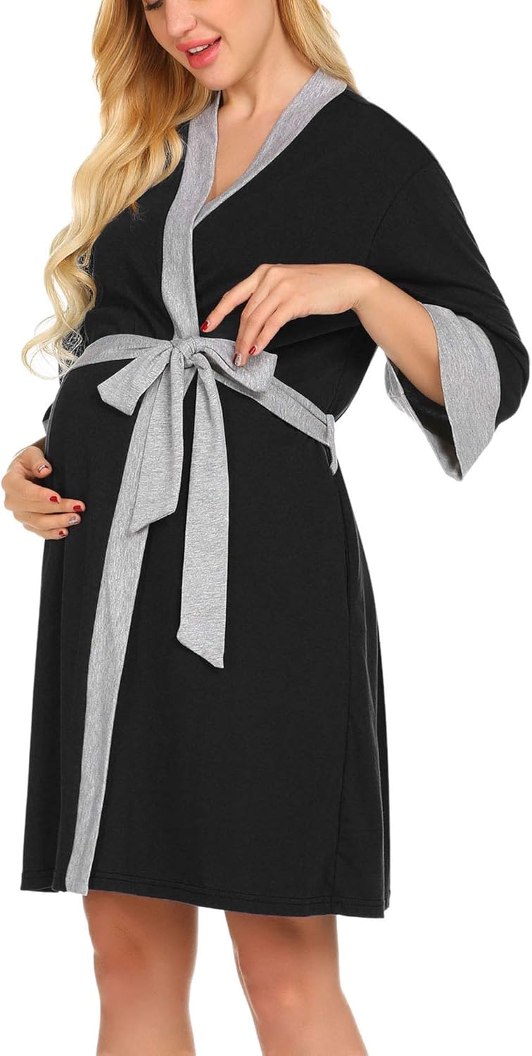 Ekouaer Maternity Nursing Robe Delivery Nightgowns Hospital Breastfeeding Gown at  Women’s Clothing store