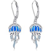Jellyfish Earrings 925 Sterling Silver Jellyfish Dangle Earrings for Women Cute Ocean Animal Jewelry Gift for Women