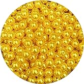 200pcs 10mm Pearl Beads Satin Luste Round Loose Plastic Pearl Craft Beads for Jewelry Making Earring Bracelet Necklace Key Chains Sewing Crafts Decoration (Gold Yellow)