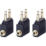 eBoot Airplane Airline Flight Adapters for Headphones (3 Pack, Golden Plated)