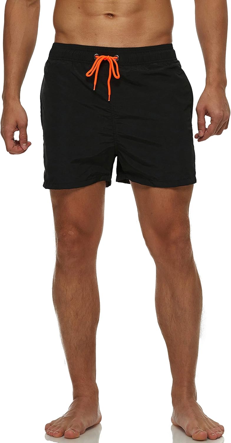 SILKWORLD Men's Slim Swim Shorts with Zipper Pockets Quick Dry Swimsuit Sports Swim Trunks: Clothing